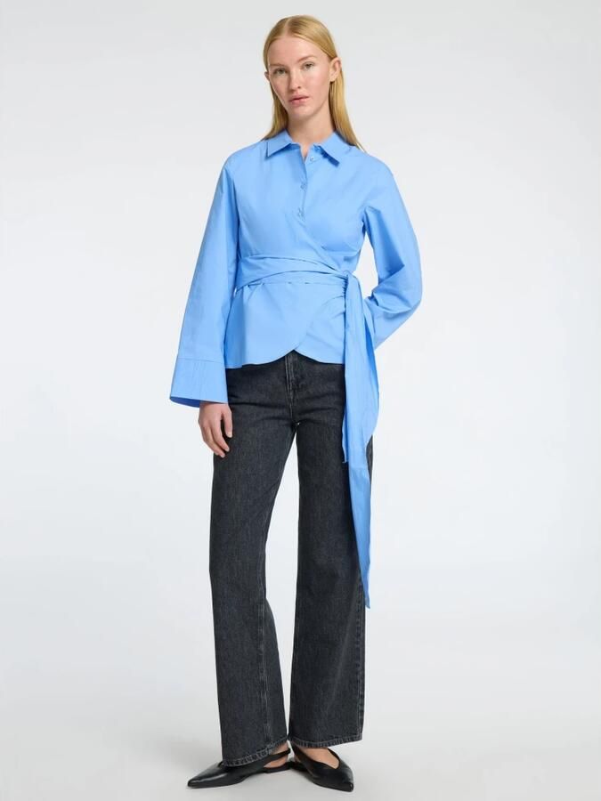 Selected Femme Gekruiste Katoenen Shirt Blue Dames - Foto 3