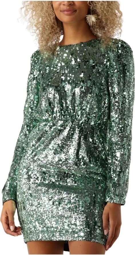 SELECTED WOMEN Dames Jurken Slfari-colyn Ls Short Sequins Groen - Foto 7