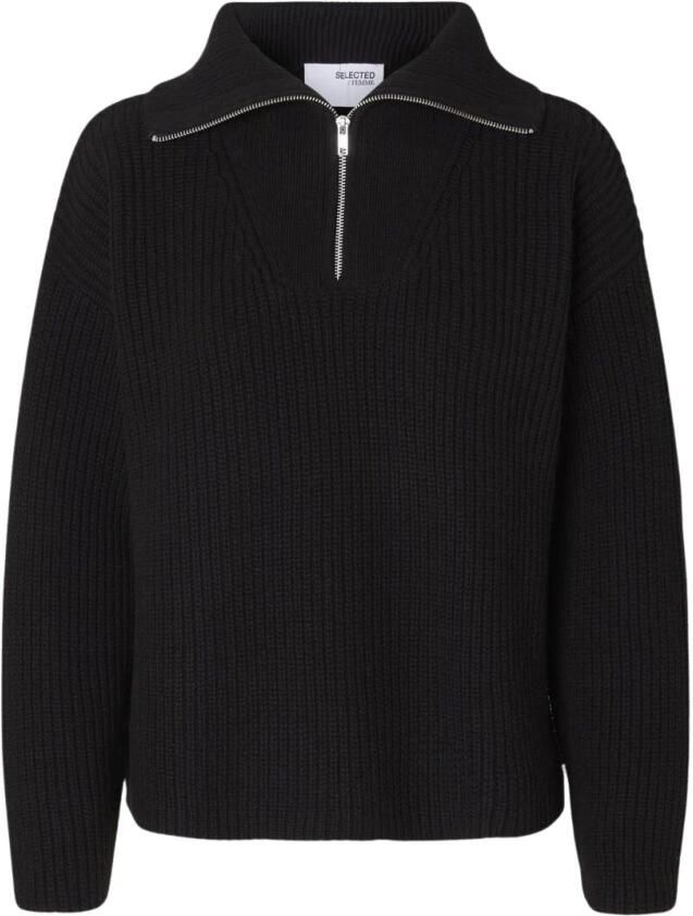 SELECTED FEMME Dames Truien & Vesten Slfbloomie Ls Knit Half Zip Zwart - Foto 9