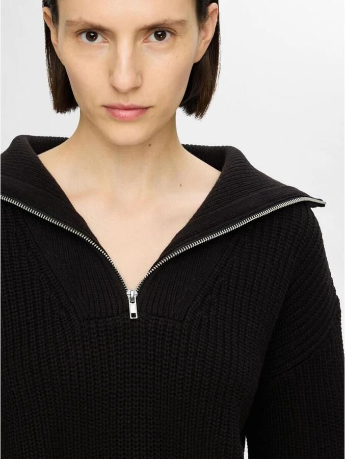 SELECTED FEMME Dames Truien & Vesten Slfbloomie Ls Knit Half Zip Zwart - Foto 6