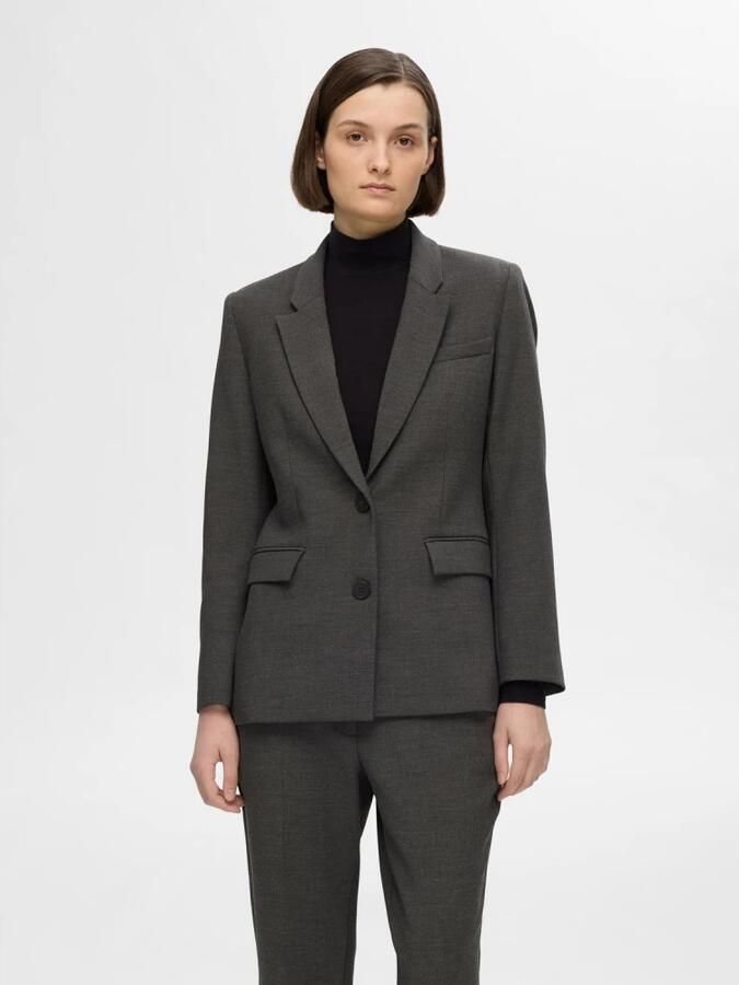 Selected Femme Klassieke Blazer in Donkergrijs Gemêleerd Gray Dames - Foto 2