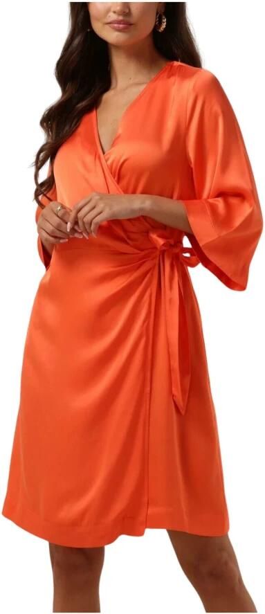 SELECTED FEMME Dames Jurken Slffranziska 3 4 Short Satin Wrap Dress Oranje - Foto 4