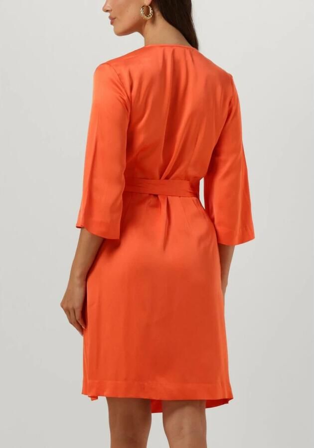 SELECTED FEMME Dames Jurken Slffranziska 3 4 Short Satin Wrap Dress Oranje - Foto 3