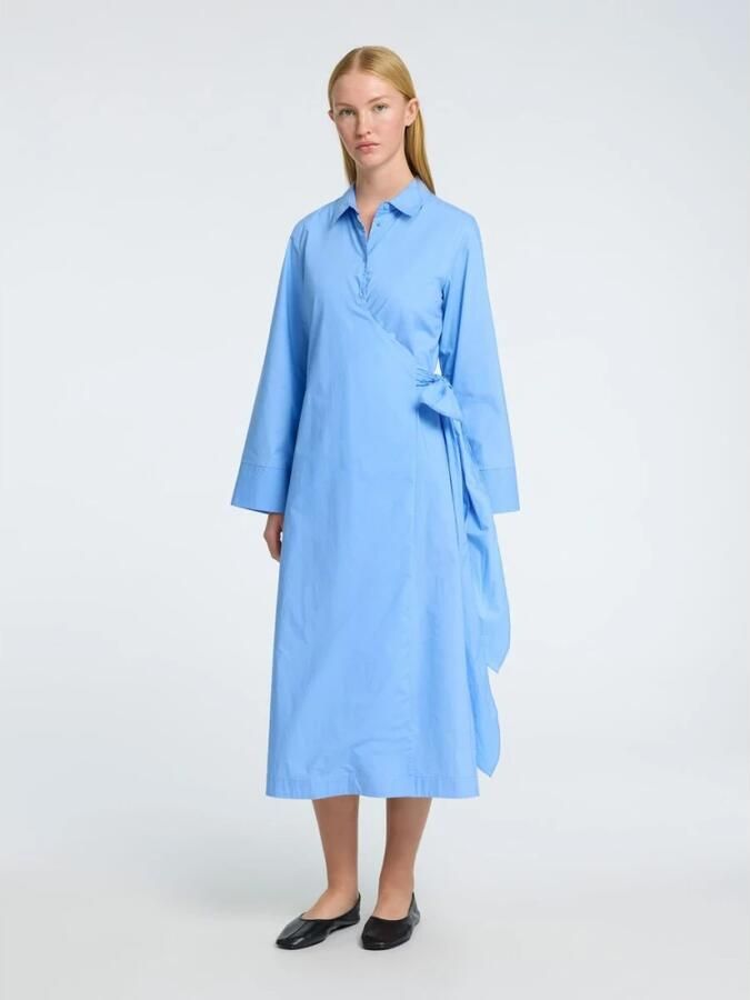 SELECTED FEMME Dames Jurken Slfaviana Ls Midi Wrap Dress Lichtblauw - Foto 5