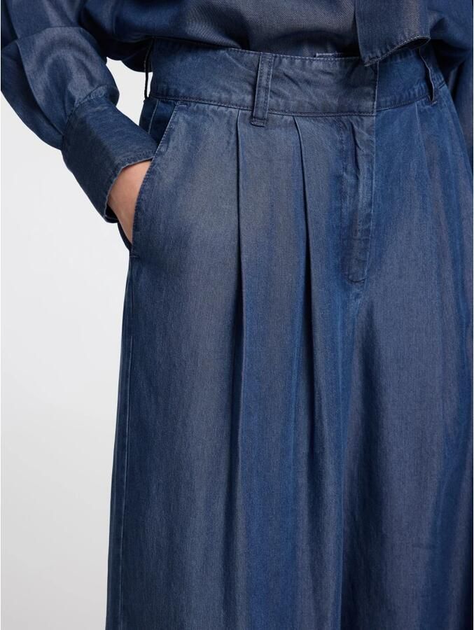 SELECTED FEMME Dames Broeken Slfjanna Hw Pleated Chambray Donkerblauw
