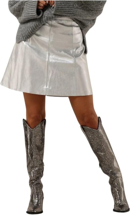 SELECTED FEMME Dames Rokken Slfnew Ibi Skirt Metallic Zilver - Foto 3