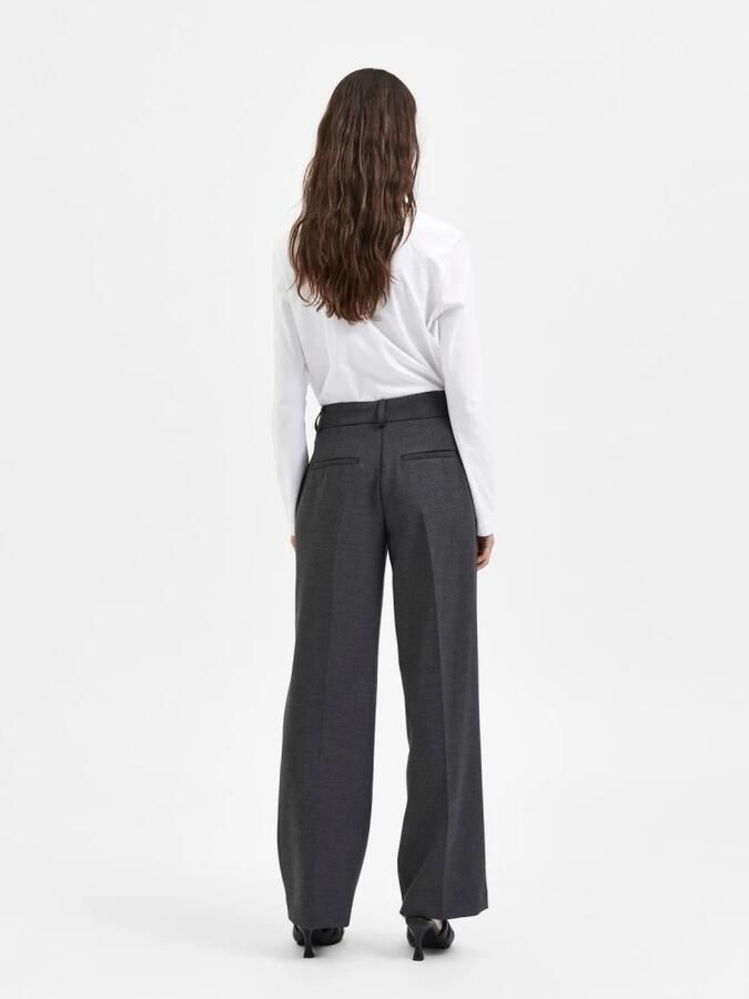 SELECTED FEMME wide leg pantalon SLFRITA van gerecycled polyester grijs - Foto 7