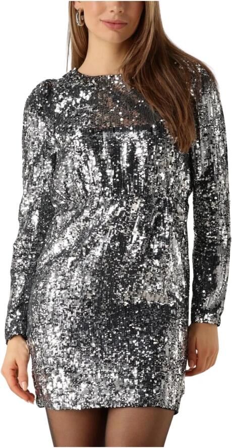 SELECTED WOMEN Dames Jurken Slfari-colyn Ls Short Sequins Zilver - Foto 7