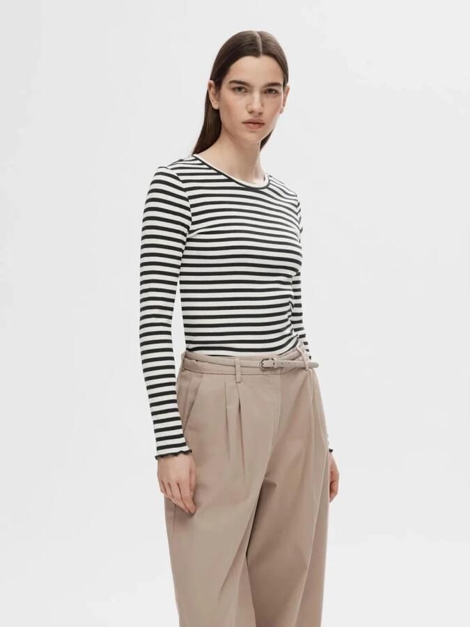 SELECTED WOMEN Dames Tops & T-shirts Anna Ls Crew Neck Tee Stripe Wit - Foto 10