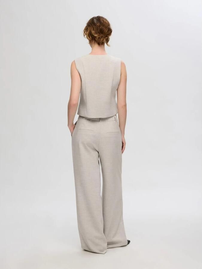 Selected Femme V-hals Mouwloze Vest met Voorknopen Beige Dames - Foto 4