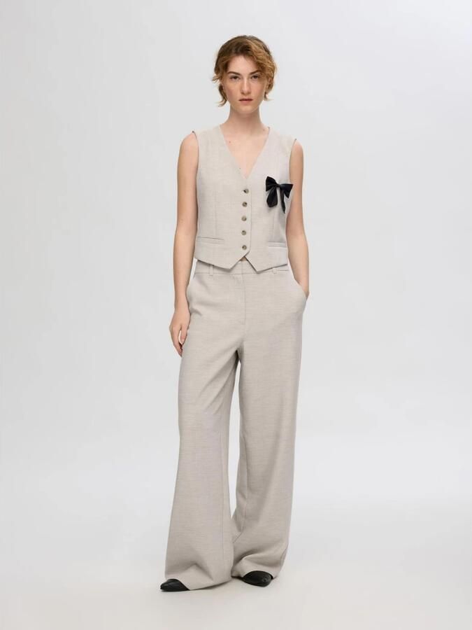 Selected Femme V-hals Mouwloze Vest met Voorknopen Beige Dames - Foto 5