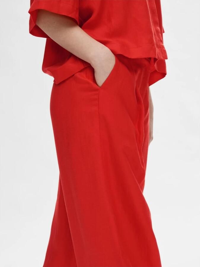 SELECTED FEMME high waist wide leg pantalon SLFYRA rood - Foto 5