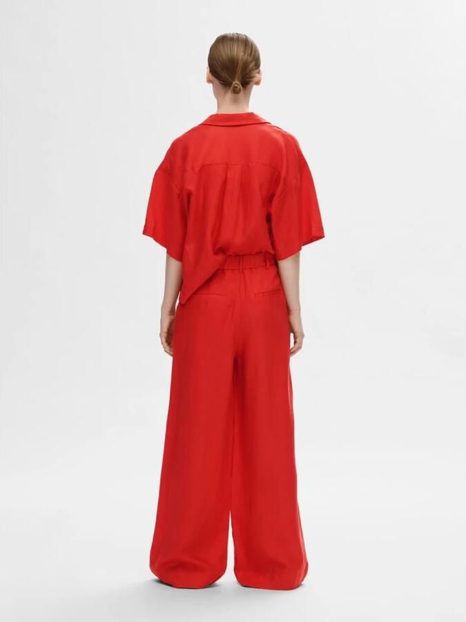 SELECTED FEMME high waist wide leg pantalon SLFYRA rood - Foto 6