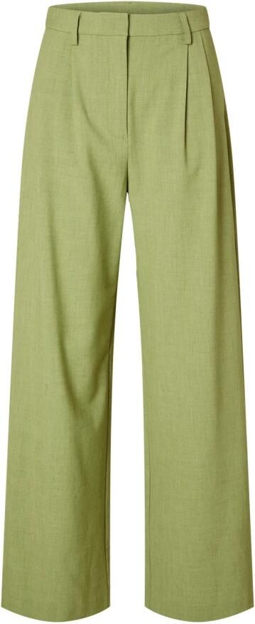 SELECTED FEMME high waist wide leg pantalon limegroen