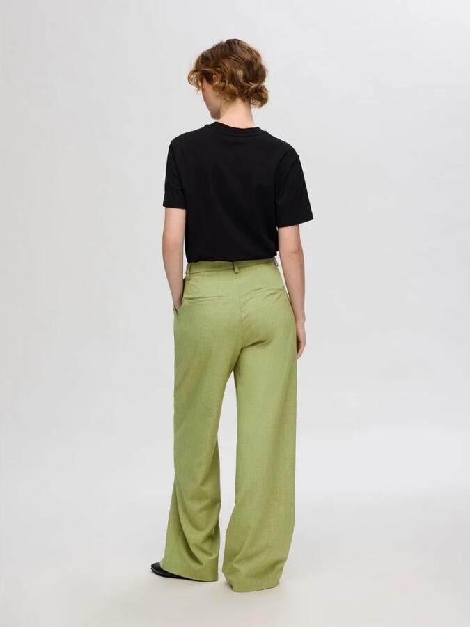 SELECTED FEMME high waist wide leg pantalon limegroen - Foto 3