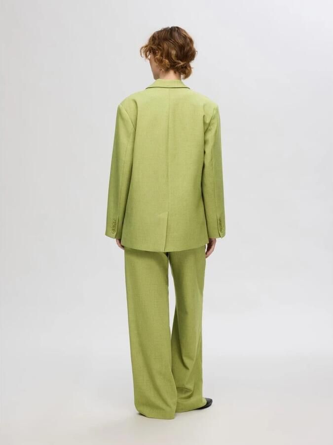 SELECTED FEMME high waist wide leg pantalon limegroen - Foto 5