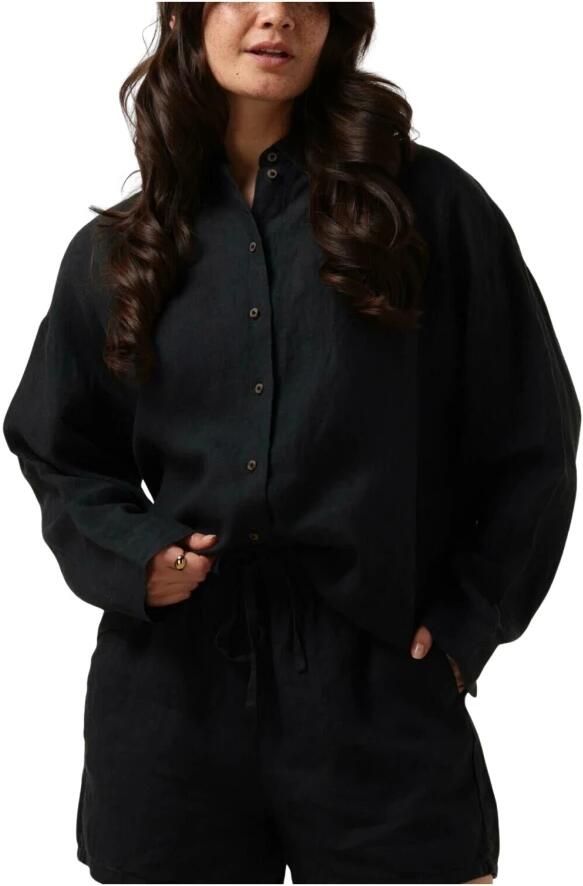 Selected Femme Zwarte Linnen Blouse Casual-Chic Stijl Black Dames - Foto 6