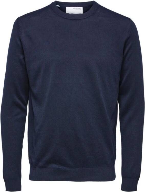 SELECTED HOMME Heren Truien & Vesten Slhtown Merino Coolmax Knit Crew Donkerblauw