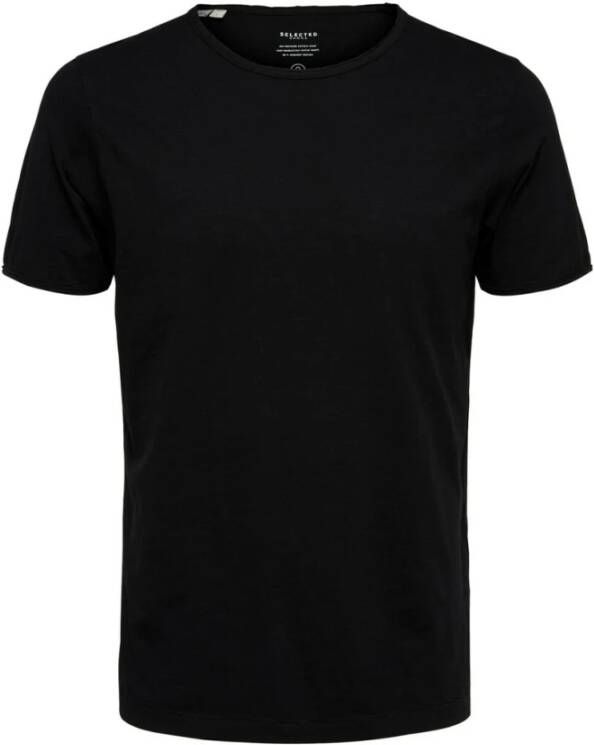 Selected Homme T-shirt Selected manches courtes Col rond Morgan Zwart Heren