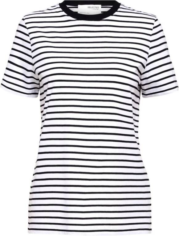 SELECTED FEMME gestreept T-shirt SLFMYESSENTIAL van katoen zwart wit - Foto 4