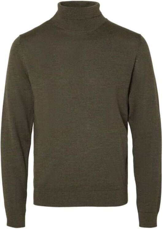 SELECTED HOMME Heren Truien & Vesten Town Merino Coolmax Knit Roll B Groen - Foto 2