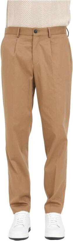 Selected Homme Beige Basic Broek met Voorplooien en Split Brown Heren