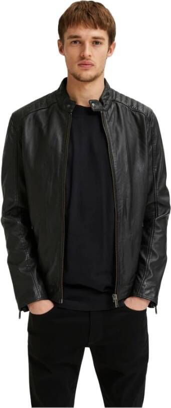 Selected Homme Leren jack in bikerlook model 'Iconic Racer'