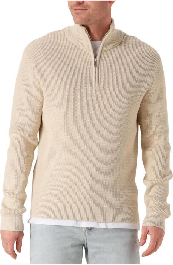SELECTED HOMME Heren Truien & Vesten Slhtheo Ls Knit Structure Half Zip Beige - Foto 3