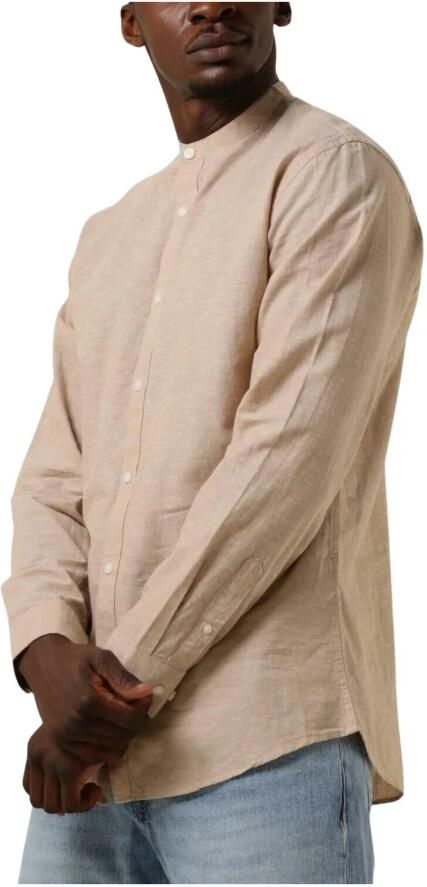Selected Homme Heren Overhemden Slhslimnew-linen Shirt Ls Band W Beige Heren - Foto 6