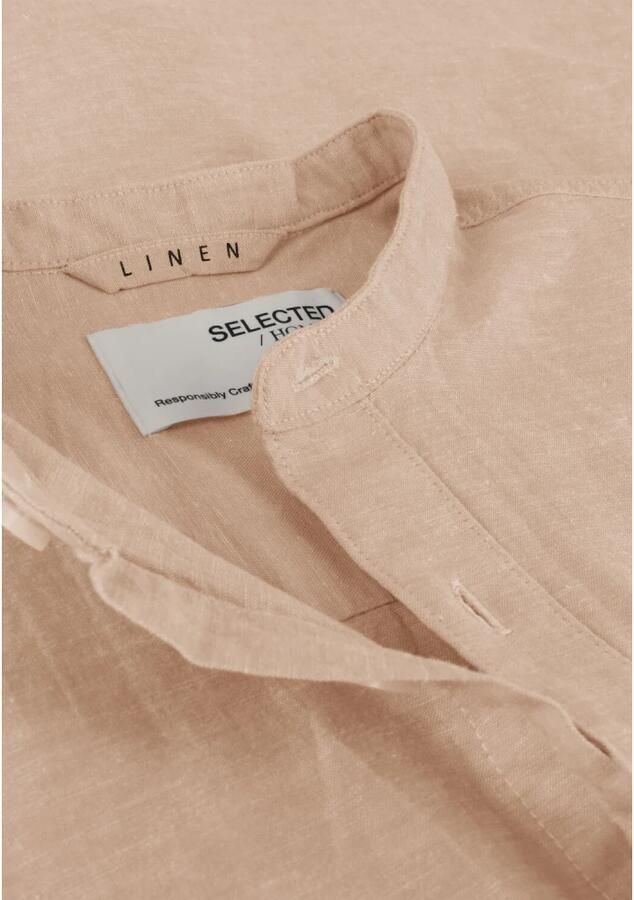 Selected Homme Heren Overhemden Slhslimnew-linen Shirt Ls Band W Beige Heren - Foto 2