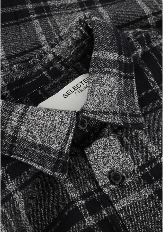 SELECTED HOMME Heren Overhemden Slhreg-owen Flannel Mix Shirt Zwart - Foto 5