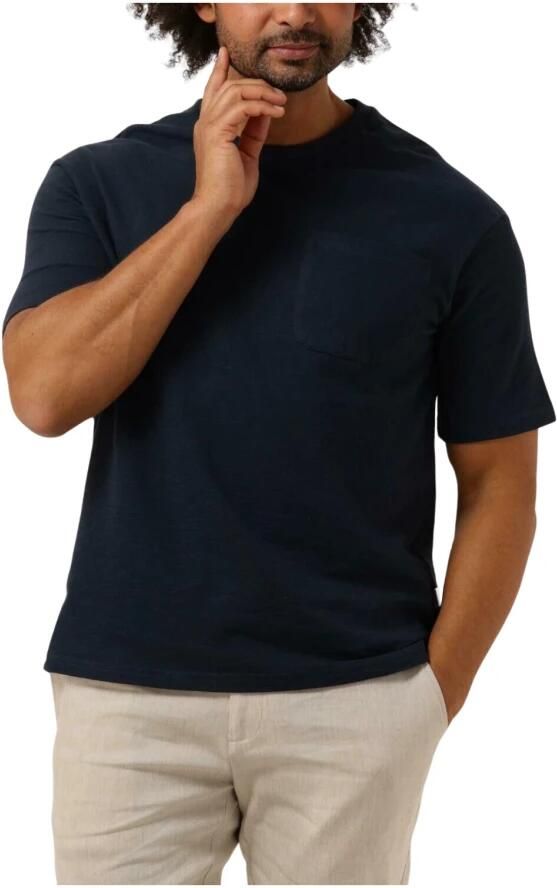 SELECTED HOMME Heren Polo's & T-shirts Slhloossaul Slub Ss O-neck Tee Donkerblauw - Foto 3