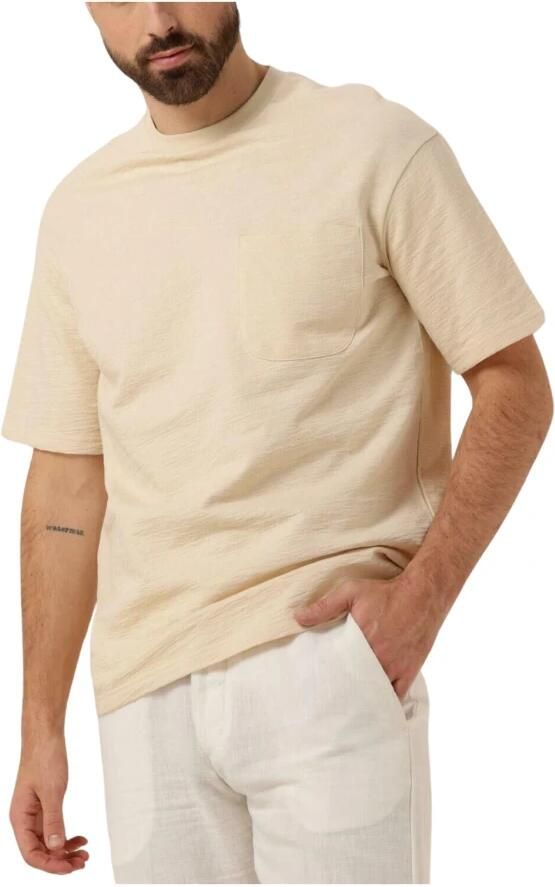 SELECTED HOMME Heren Polo's & T-shirts Slhloossaul Slub Ss O-neck Tee Beige - Foto 3