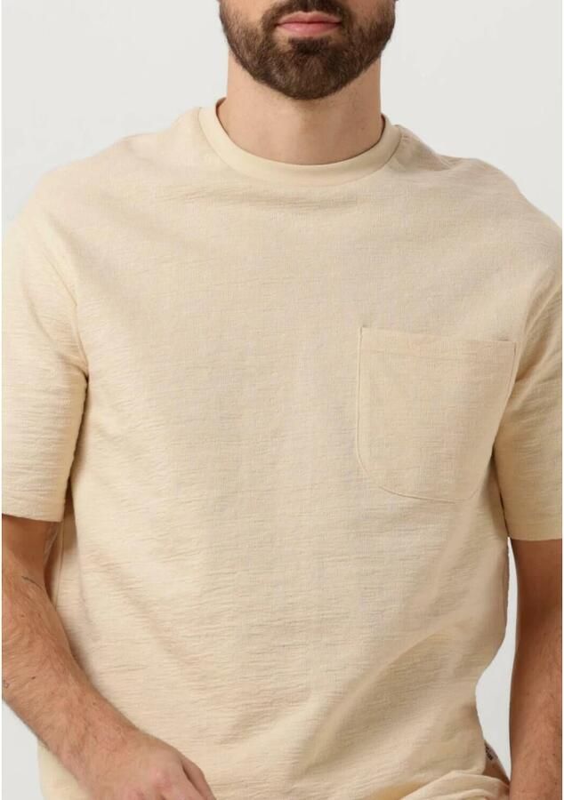 SELECTED HOMME Heren Polo's & T-shirts Slhloossaul Slub Ss O-neck Tee Beige