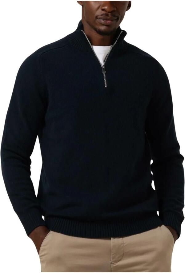 SELECTED HOMME Heren Truien & Vesten Slhreg Dan Wool-mix Zip High Neck Ow Donkerblauw - Foto 3