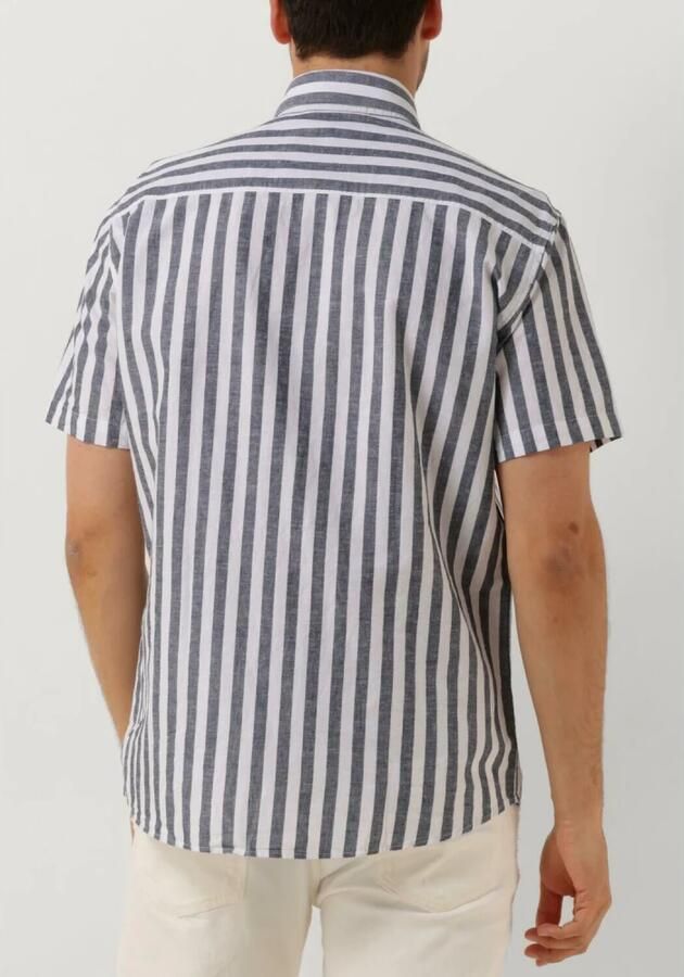 SELECTED HOMME Heren Overhemden Slhregnew-linen Shirt Ss Classic Blauw wit Gestreept - Foto 2