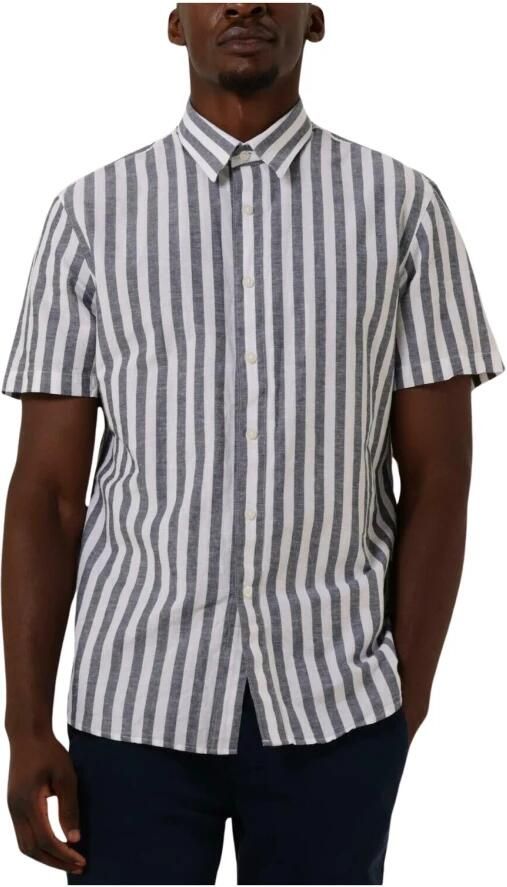 SELECTED HOMME Heren Overhemden Slhslimnew-linen Shirts Ss Classic W Donkerblauw