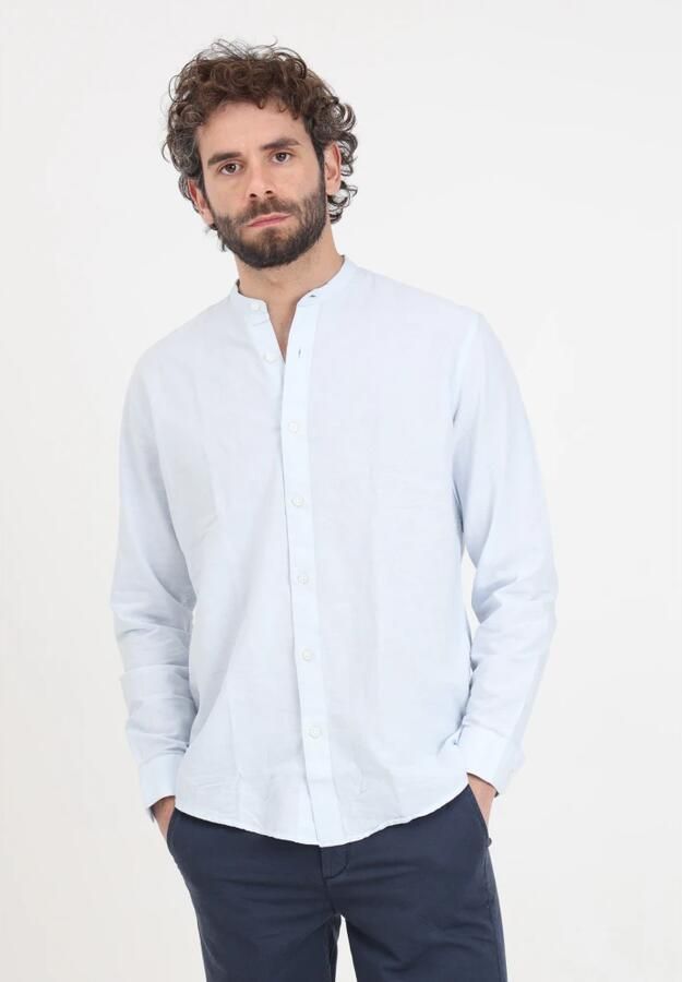 Selected Homme Heren Overhemden Slhregnew-linen Shirt Ls Band Blue Heren - Foto 6