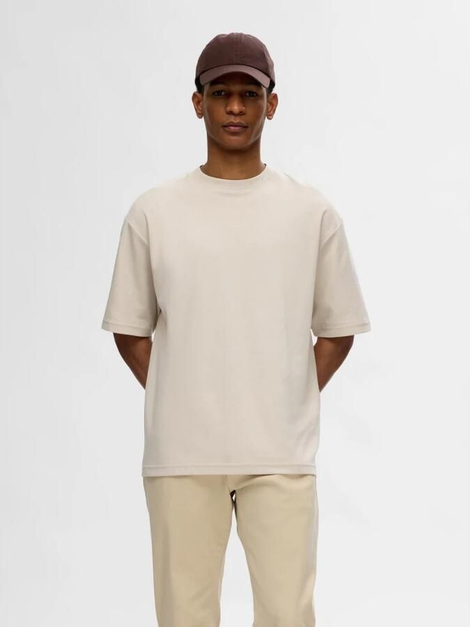SELECTED HOMME Heren Polo's & T-shirts Slhlooseoscar Ss O-neck Tee Noos Beige - Foto 9