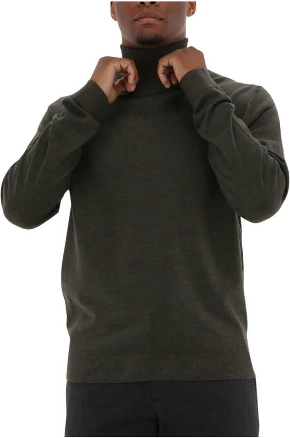 SELECTED HOMME Heren Truien & Vesten Town Merino Coolmax Knit Roll B Groen - Foto 3