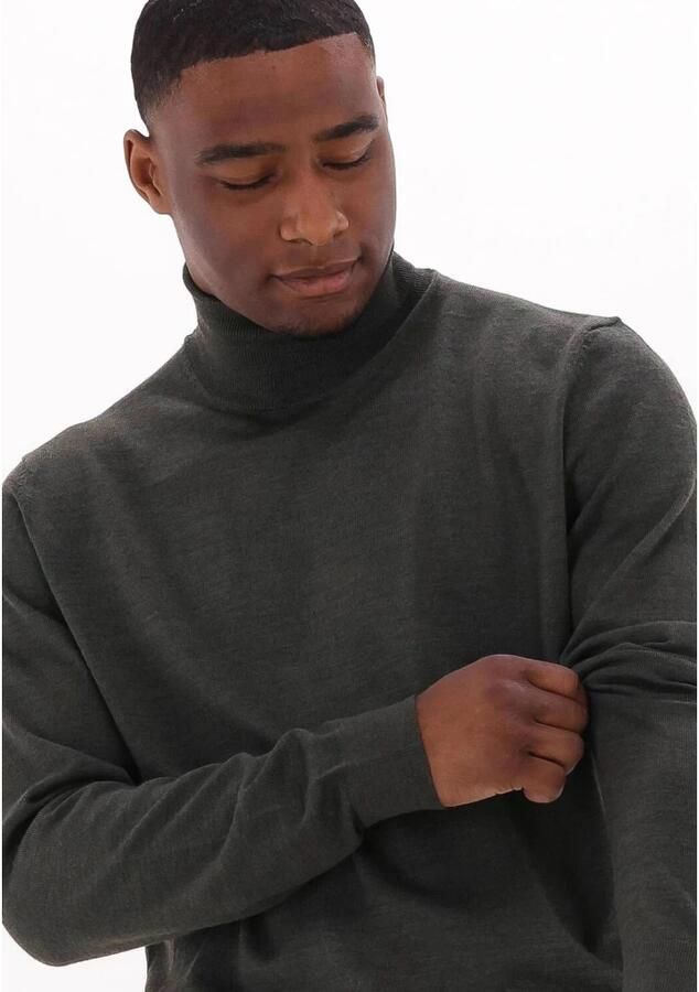 SELECTED HOMME Heren Truien & Vesten Town Merino Coolmax Knit Roll B Groen