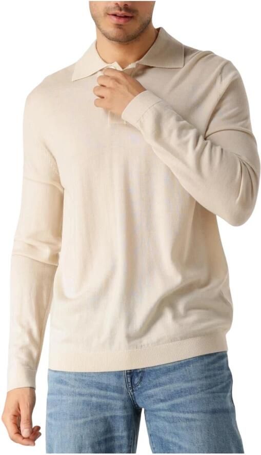 SELECTED HOMME Heren Truien & Vesten Slhtray Ls Knit Merino Polo Beige - Foto 7