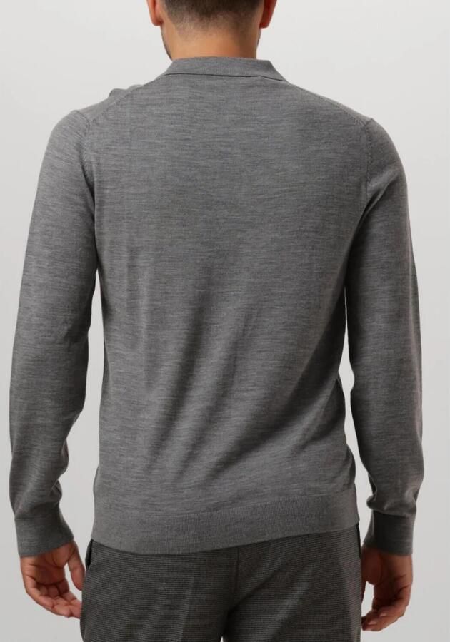 SELECTED HOMME Heren Truien & Vesten Slhtray Ls Knit Merino Polo Grijs - Foto 2