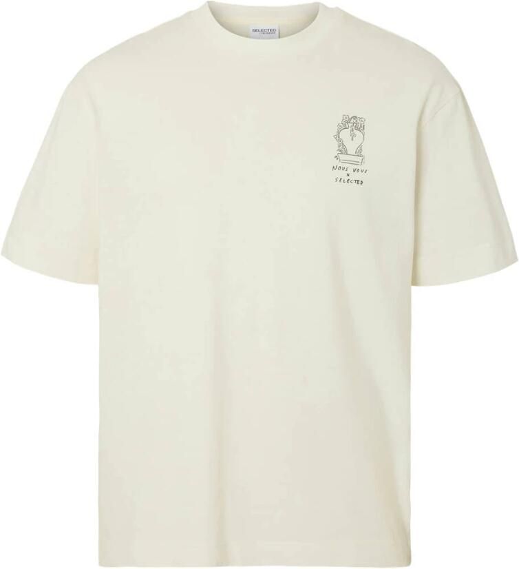 Selected Homme Relaxte Licentie Korte Mouw Tee Beige Heren