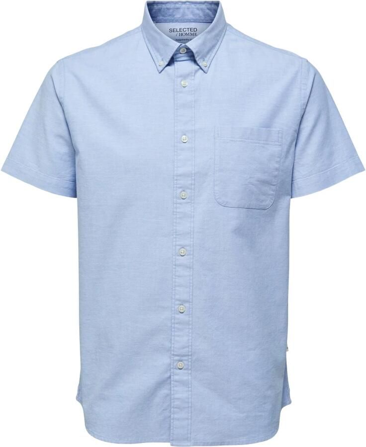 SELECTED HOMME Heren Overhemden Slhslimnew-linen Shirts Ss Classic W Blauw - Foto 3