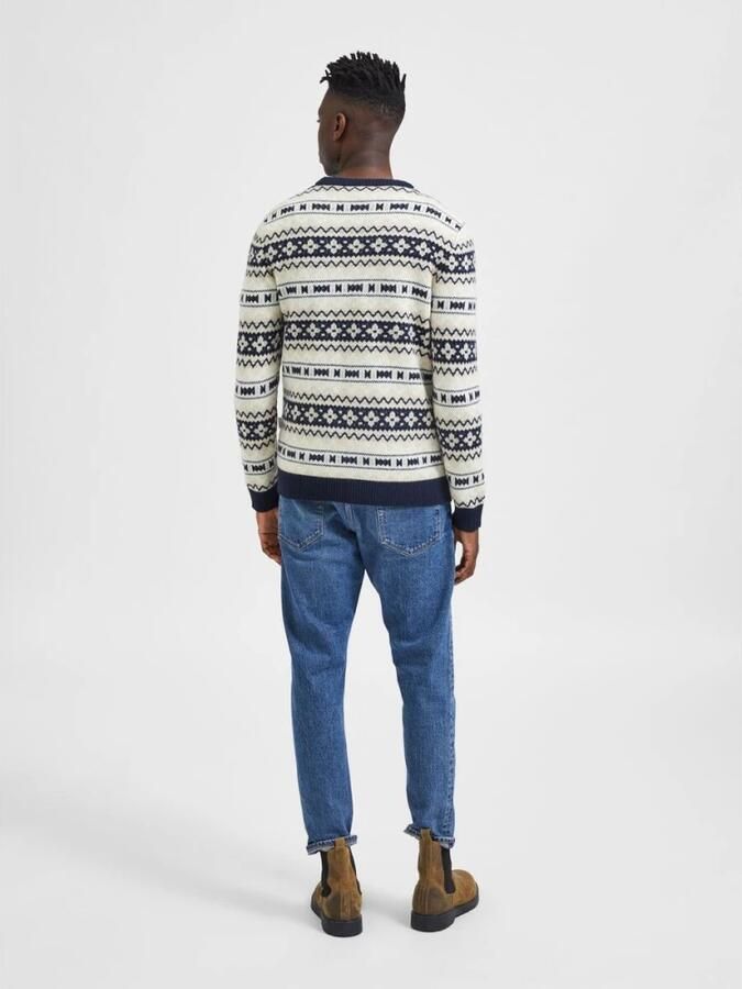 SELECTED HOMME Heren Truien & Vesten Faroe Ls Knit Fair Isle Crew Beige - Foto 3