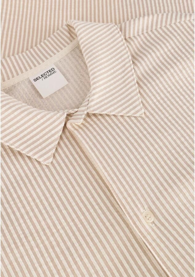 SELECTED HOMME Heren Overhemden Slhrelaxben Seersucker Ss Jersey Shirt Taupe