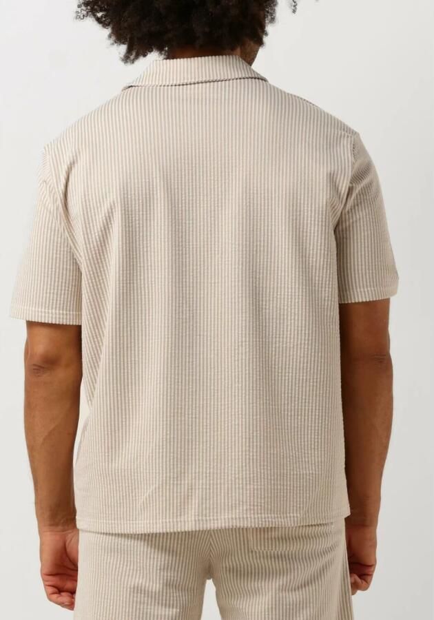 SELECTED HOMME Heren Overhemden Slhrelaxben Seersucker Ss Jersey Shirt Taupe - Foto 2