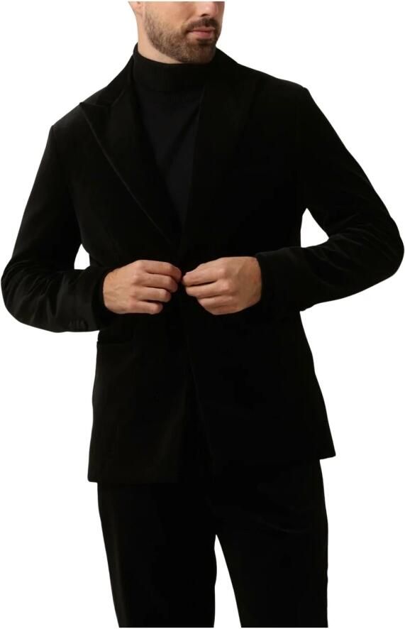 Selected Homme Zwarte Fluwelen Blazer met Revers Kraag Black Heren - Foto 6