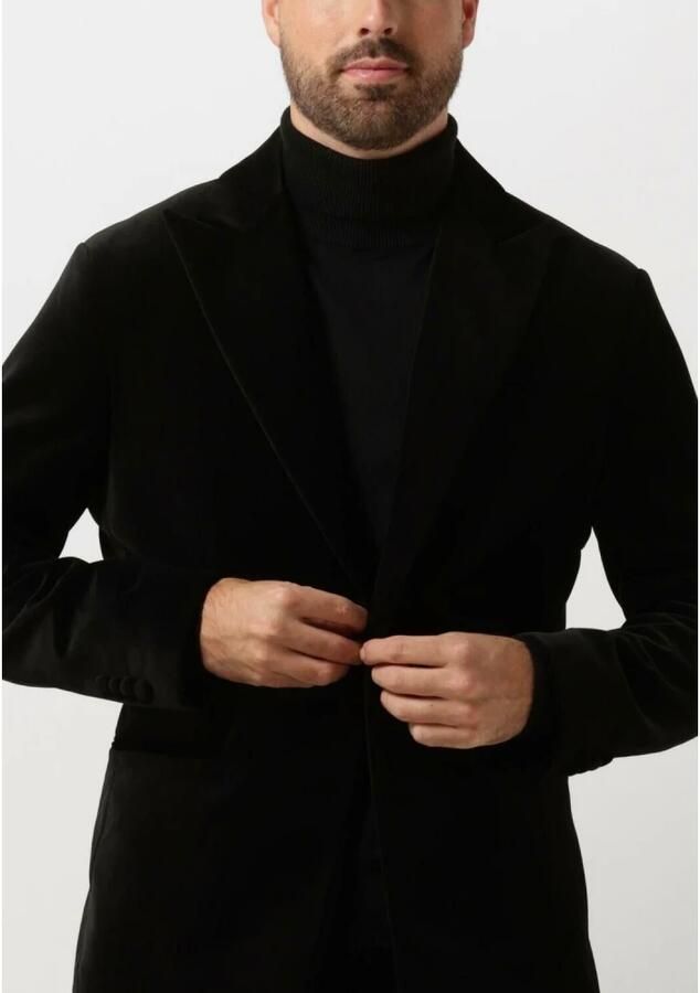 Selected Homme Zwarte Fluwelen Blazer met Revers Kraag Black Heren - Foto 4